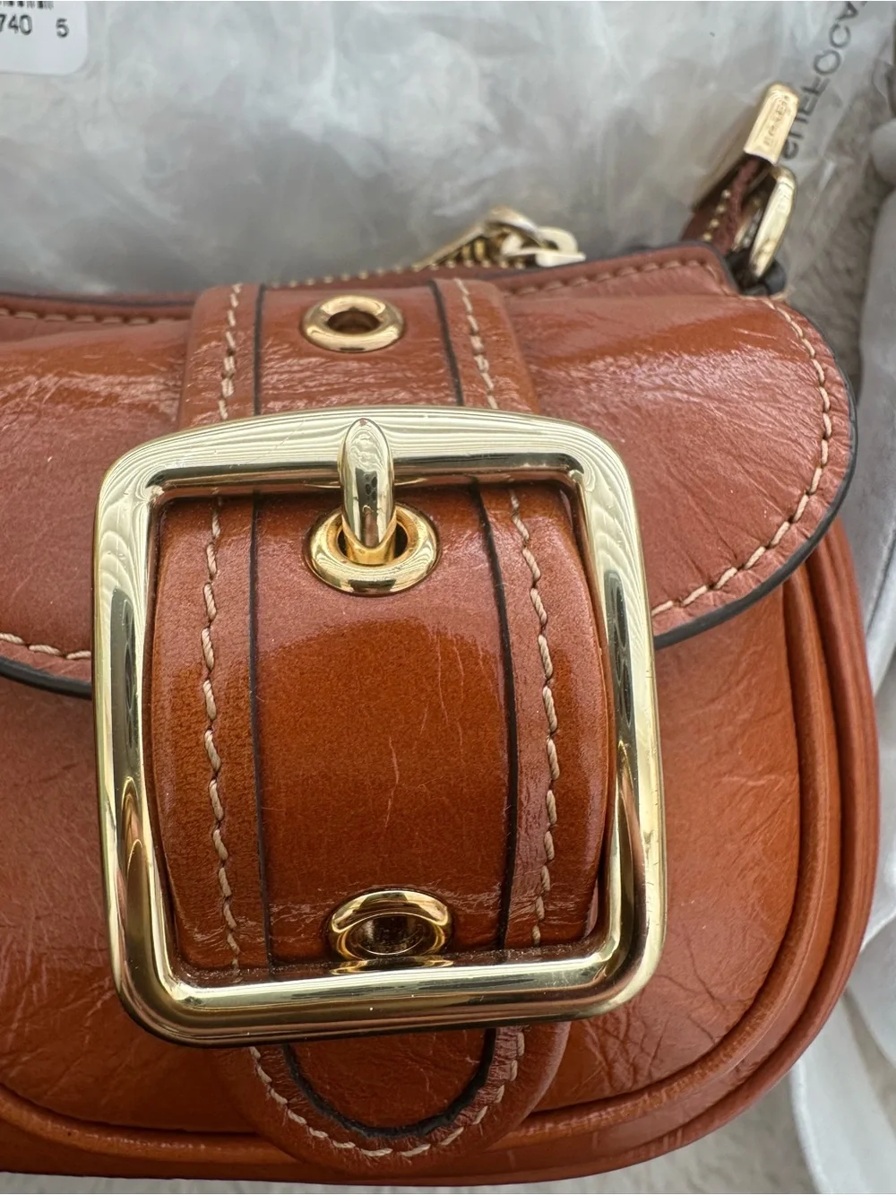 COACH Ashton Shoulder Crossbody Bag glazed leather IM/CINNAMON & 1 Cherry Charm